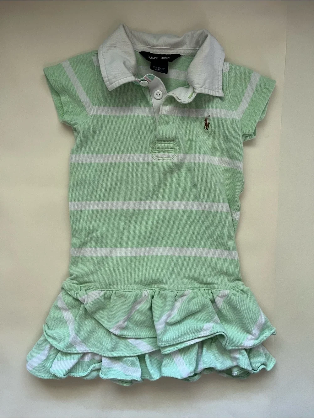 Ralph Lauren Girls' Mint Green Polo Ruffle Dress